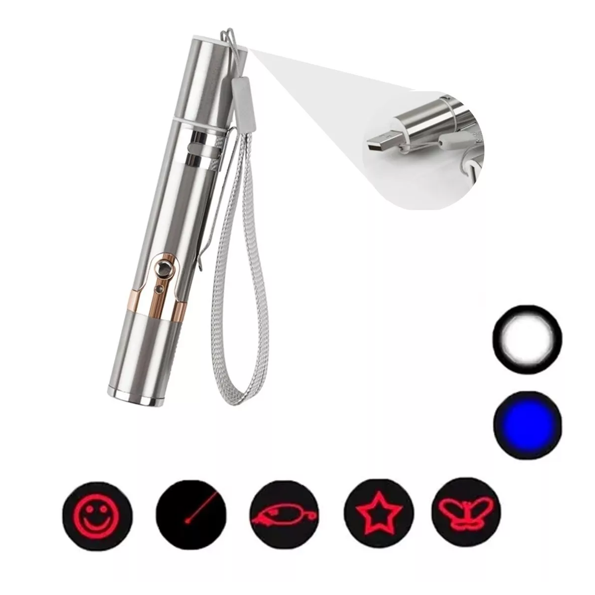Puntero Apuntador Laser Lampara Luz Uv 3 En 1 Recargable