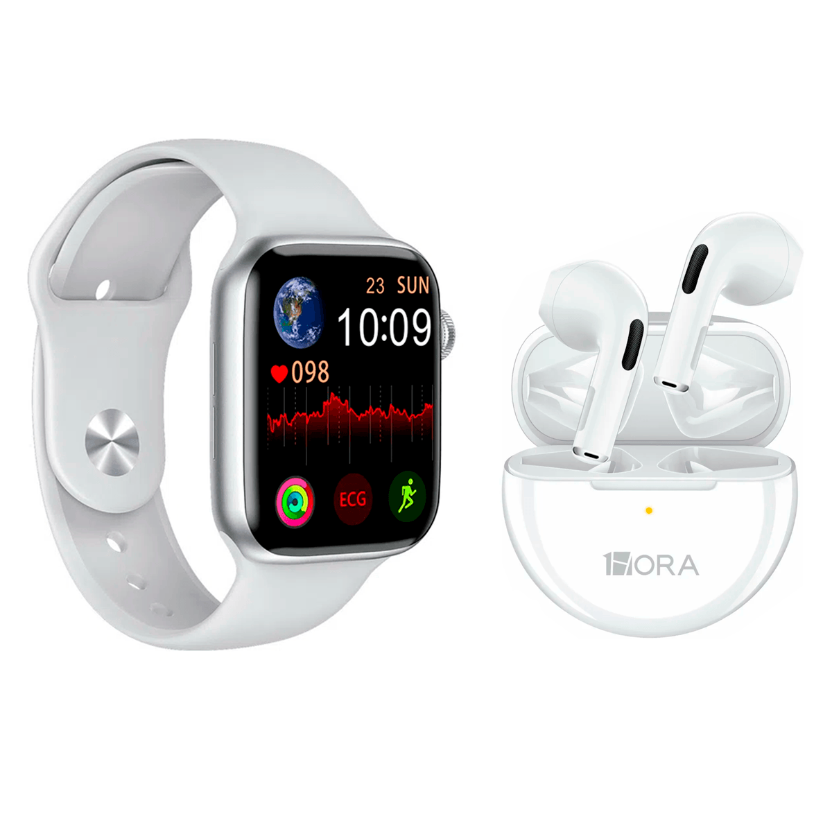 Smartwatch Reloj Inteligente Mas Audifonos Inalámbricos In-ear Blanco