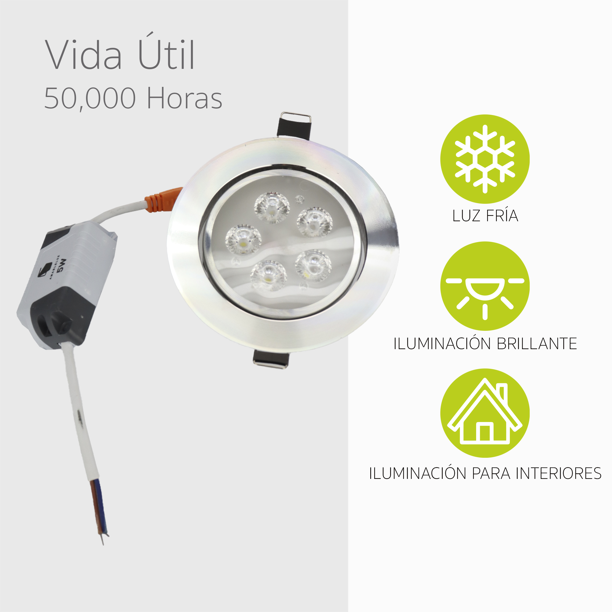 Lampara Foco Led Empotrable Plafón Ajustable Luz Blanca 5w