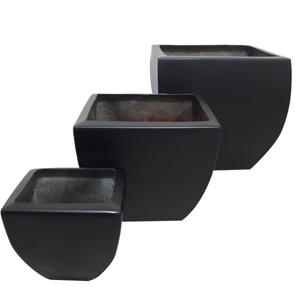 Maceta de fibra de vidrio modelo Trapecio Italiano Mediano chocolate*