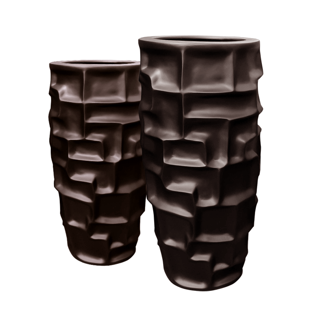 Maceta de fibra de vidrio modelo Panal Mediano chocolate*