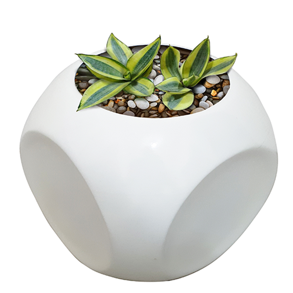 Maceta de fibra de vidrio modelo Ball Chico chocolate*