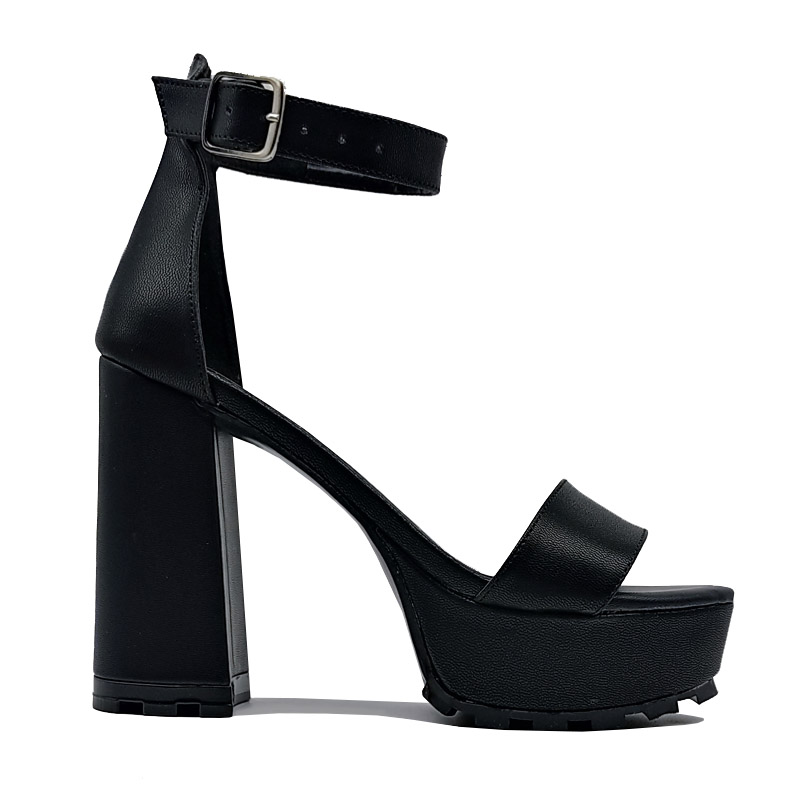 Tacones Zapatillas EVAG 1010  Negro Total Chunky Altas Cómodas Mujer Fiesta Plataforma