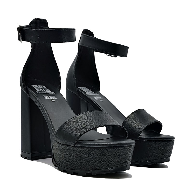 Tacones Zapatillas EVAG 1010  Negro Total Chunky Altas Cómodas Mujer Fiesta Plataforma
