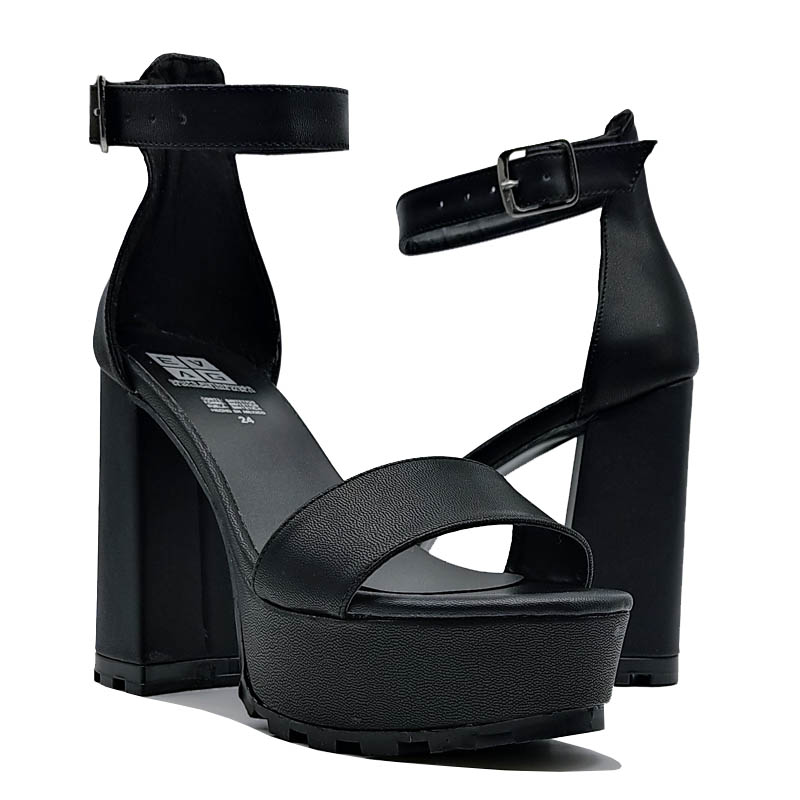Tacones Zapatillas EVAG 1010  Negro Total Chunky Altas Cómodas Mujer Fiesta Plataforma