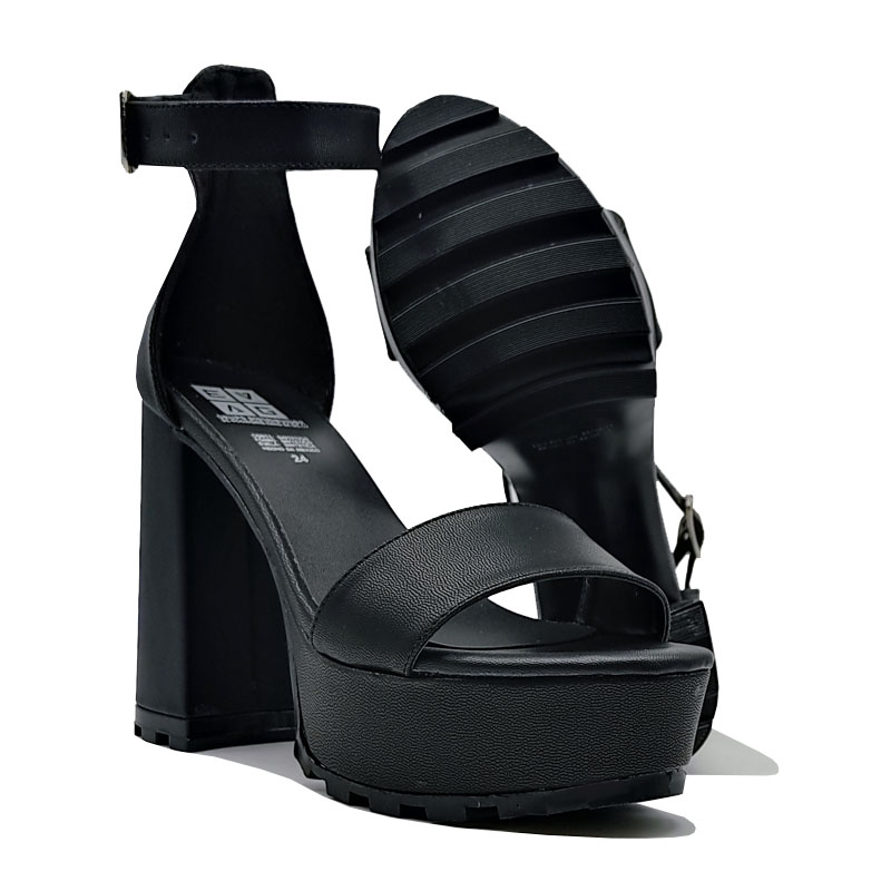 Tacones Zapatillas EVAG 1010  Negro Total Chunky Altas Cómodas Mujer Fiesta Plataforma