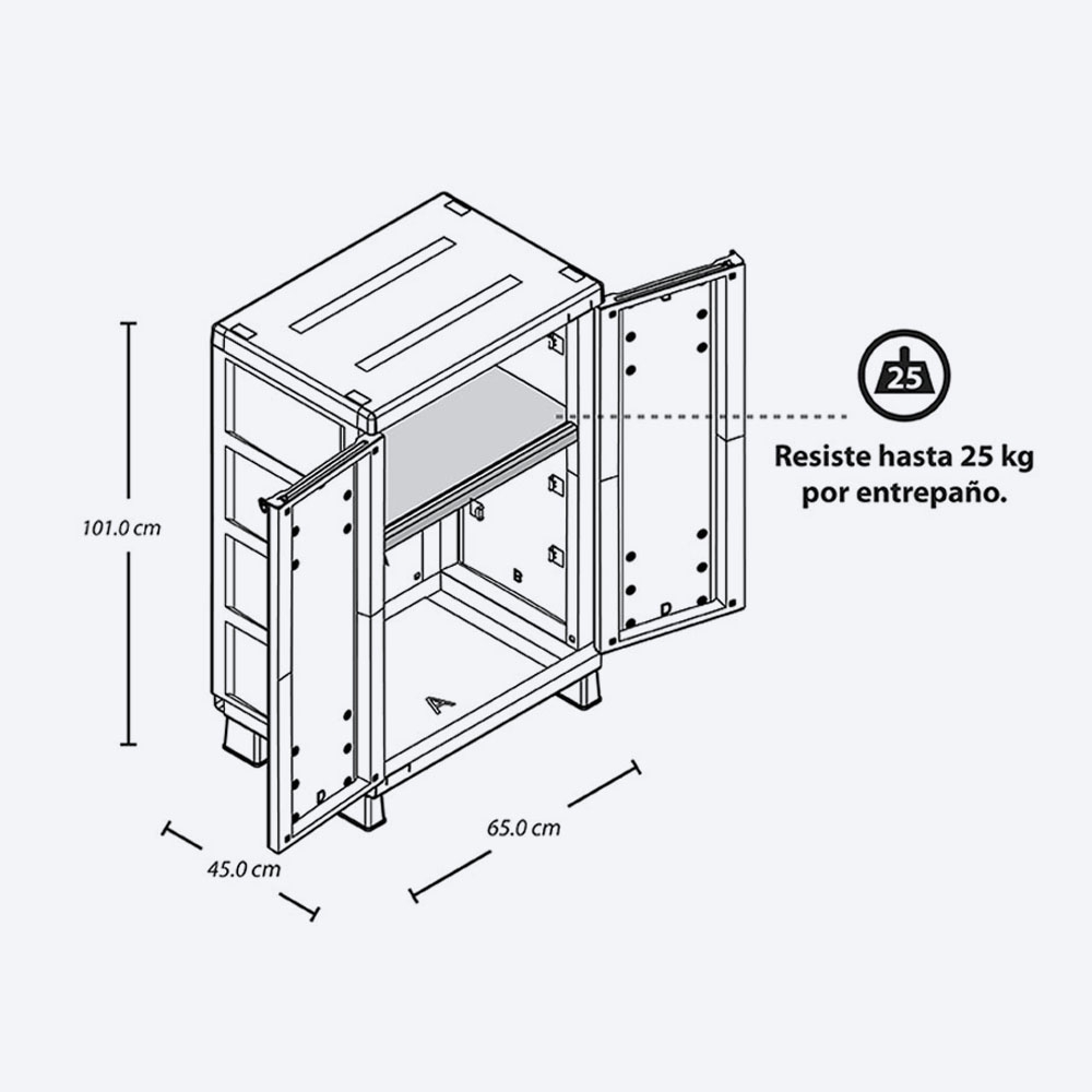 Armario Organizador Mediano Barú De Plástico Color Gris