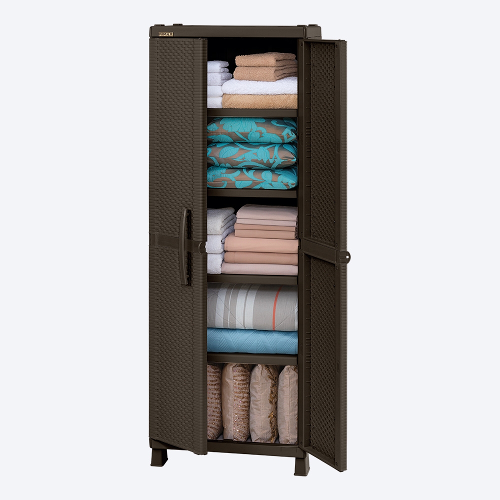 Closet Armario Gabinete Grande Apariencia Rattan Resistente Color Wengue