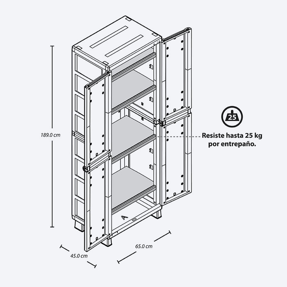 Closet Armario Gabinete Grande Apariencia Rattan Resistente Color Wengue