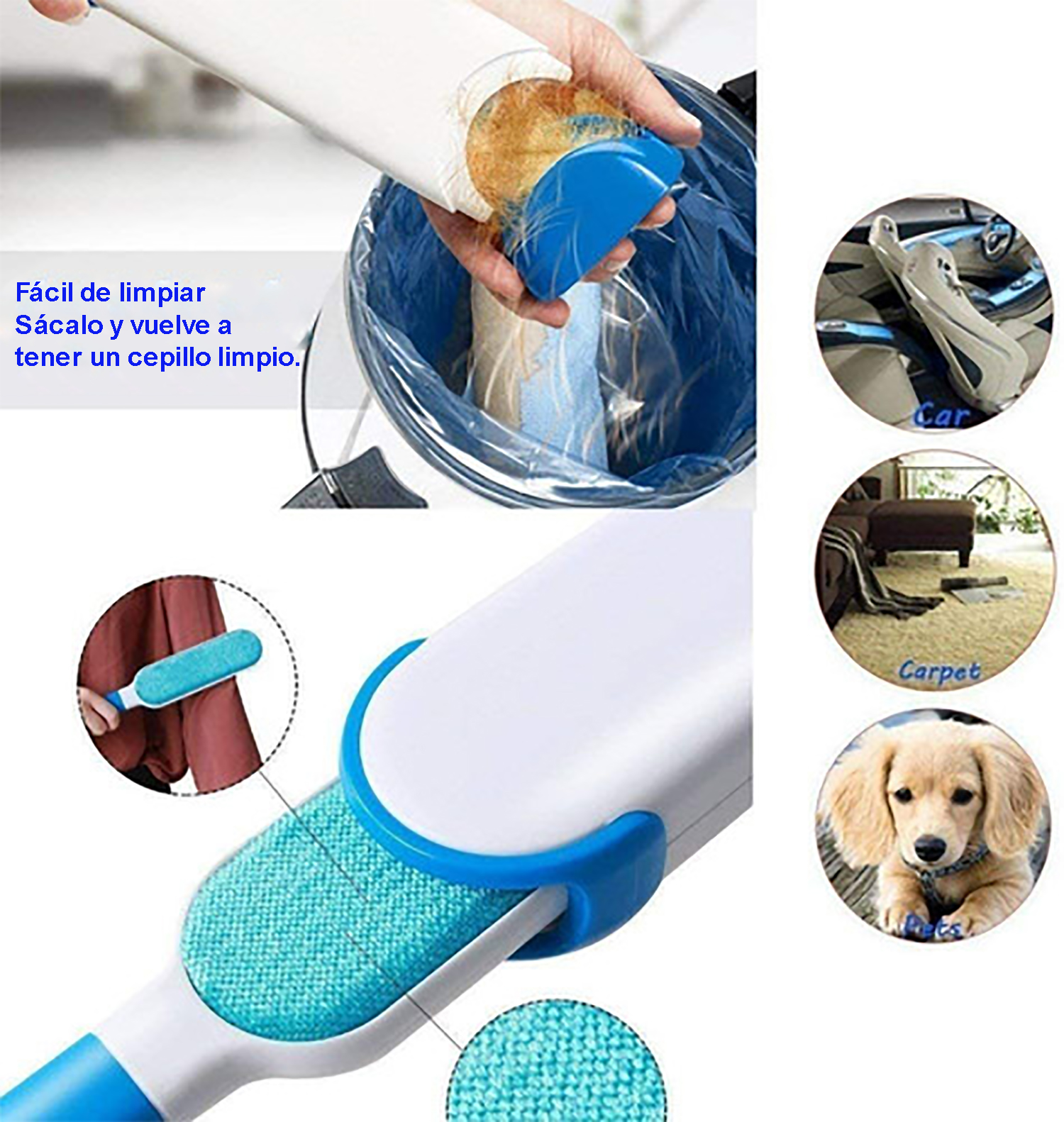 Cepillo Removedor Quita Pelo Pelusa Mascotas Perro Gato Ropa