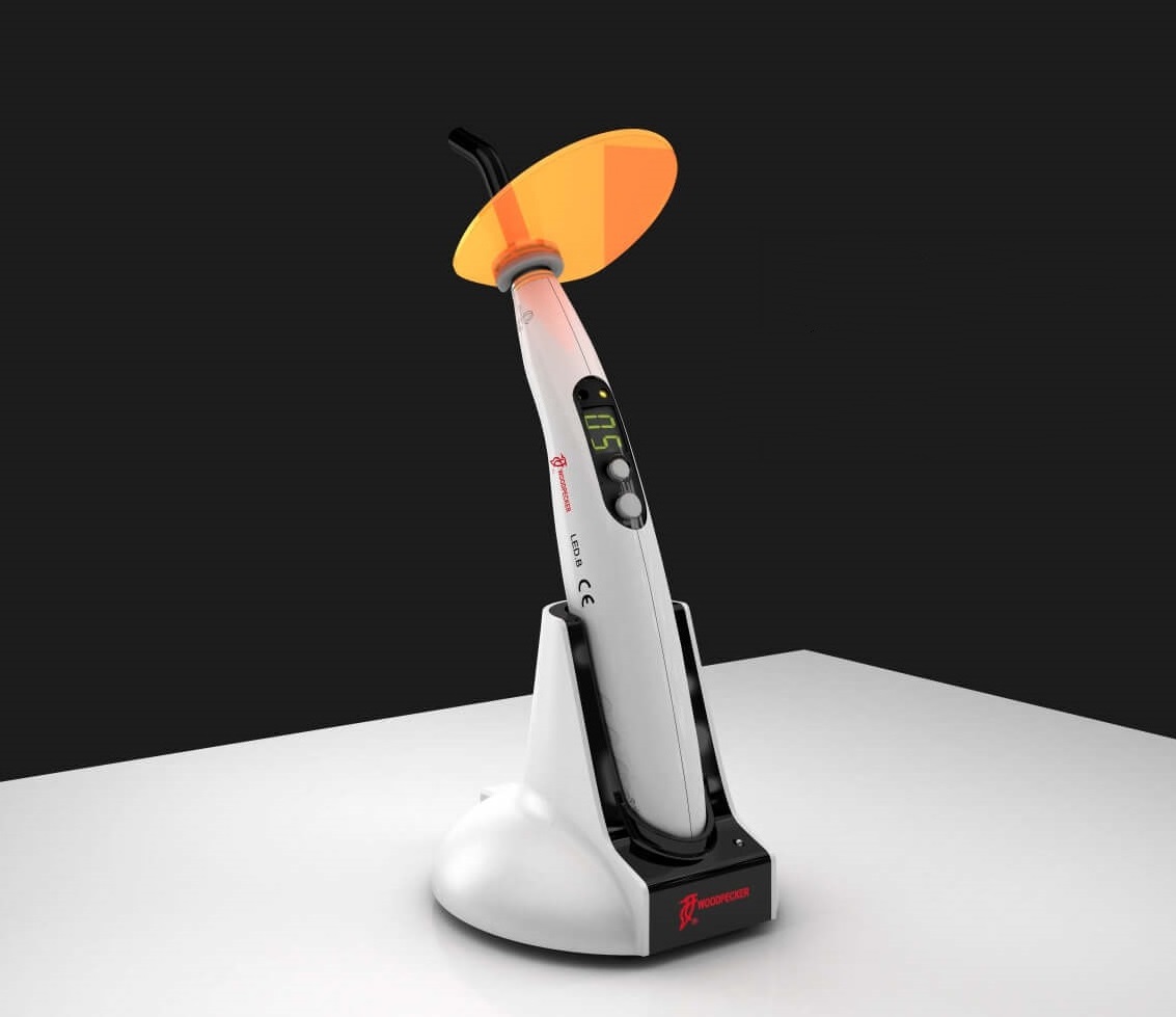 Lámpara fotocurado dental Resinas Inalámbrica Woodpecker LED B + Lentes de protección.