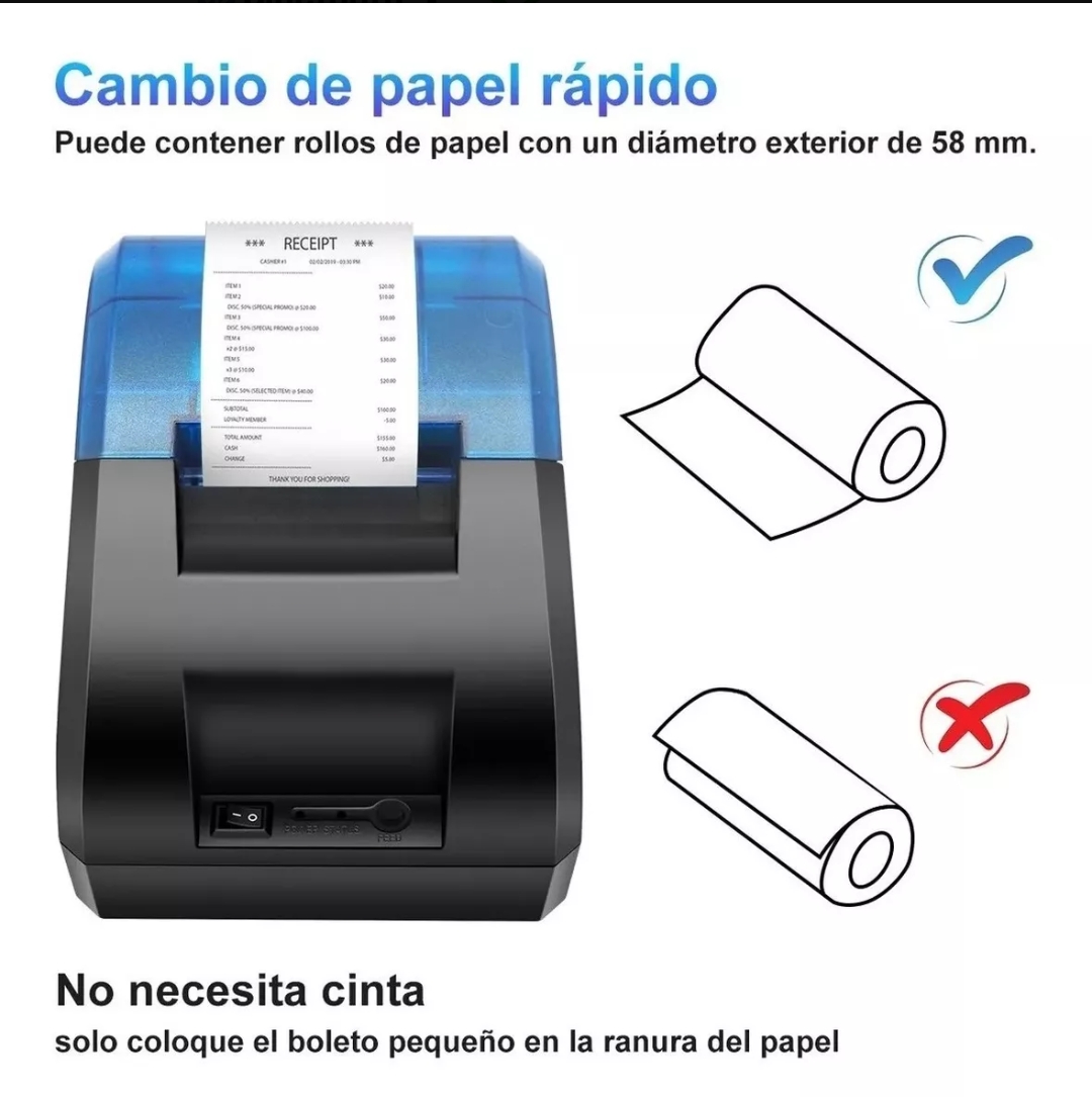 Impresora Térmica Pos Usb De 58 Mm C/bluetooth Para Recibos