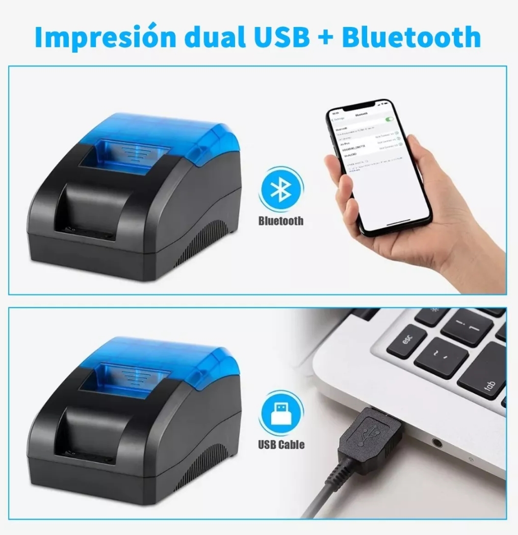 Impresora Térmica Pos Usb De 58 Mm C/bluetooth Para Recibos