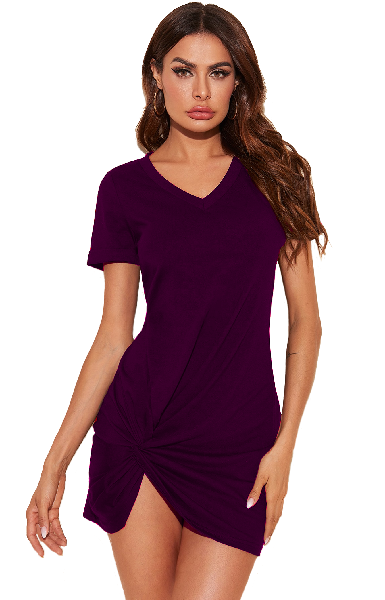 Vestido Casual Corto Sexy Abertura Pierna Drapeado Cómodo