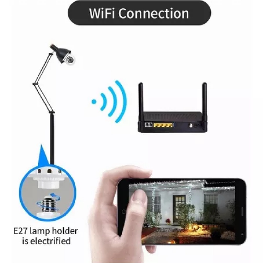 Cámara De Seguridas 360 Giratoria Tipo Foco, Visión Nocturna