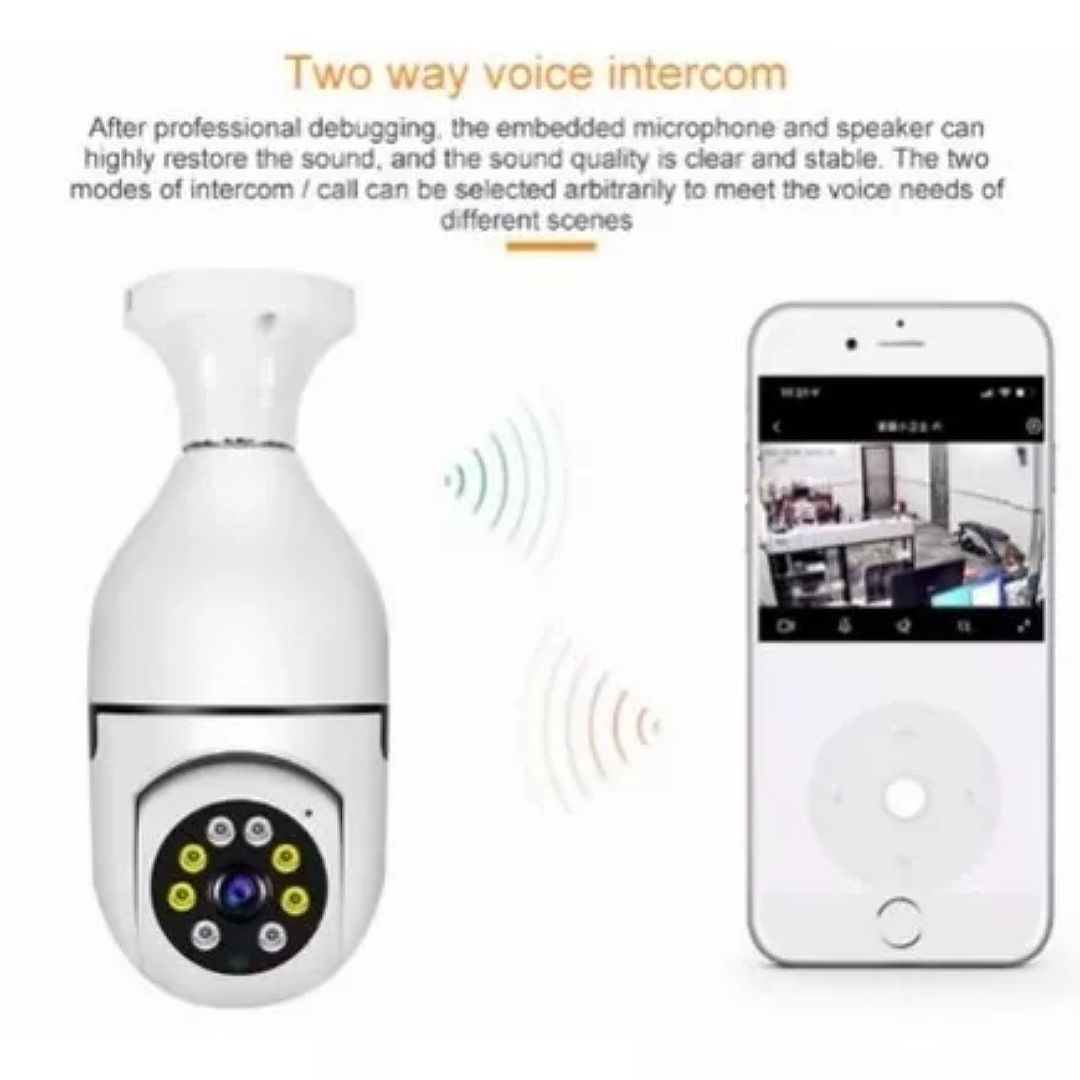 Cámara De Seguridas 360 Giratoria Tipo Foco, Visión Nocturna