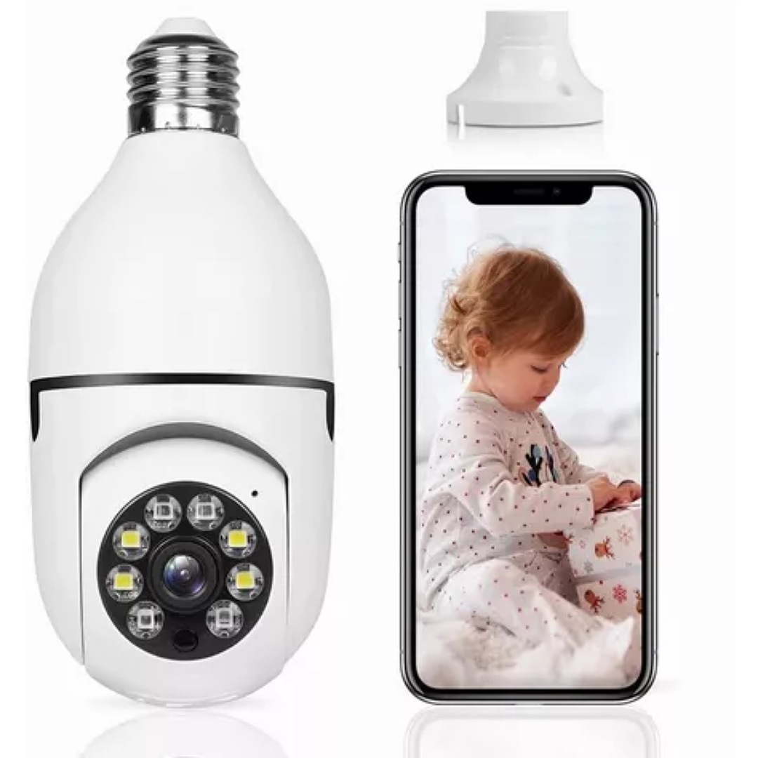 Cámara De Seguridas 360 Giratoria Tipo Foco, Visión Nocturna