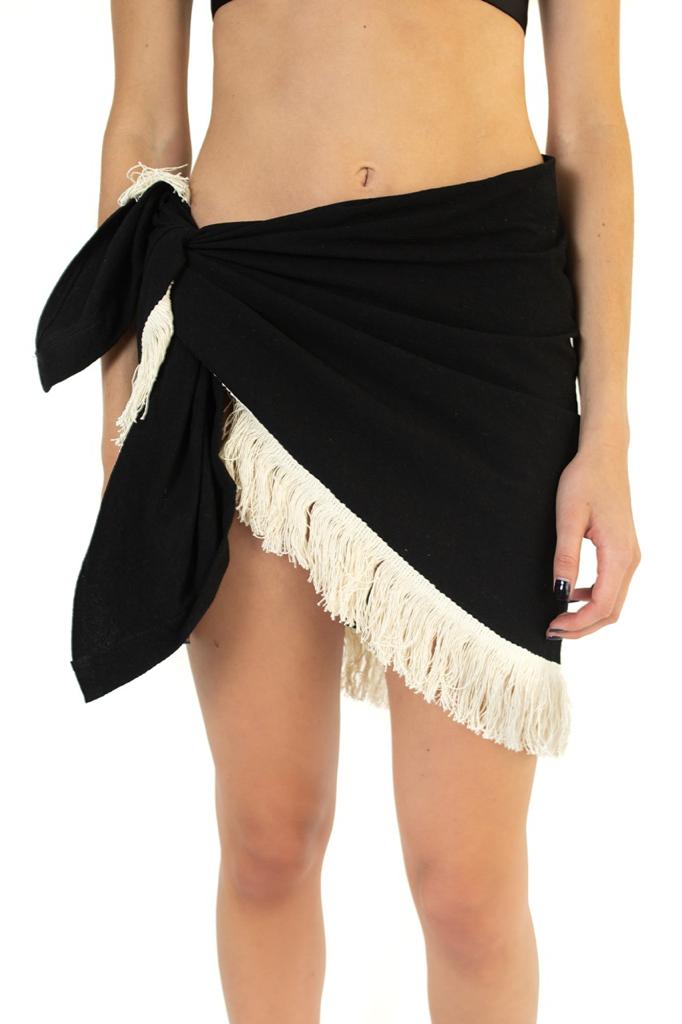  Falda de Playa hecho de Manta de Algodón deshilado, Fresco, Ropa de Playa, Pareo, Manta Deshilada de Algodón, Diferentes Tonos, Ropa de Mar. Punto y Compra SP-FCOR