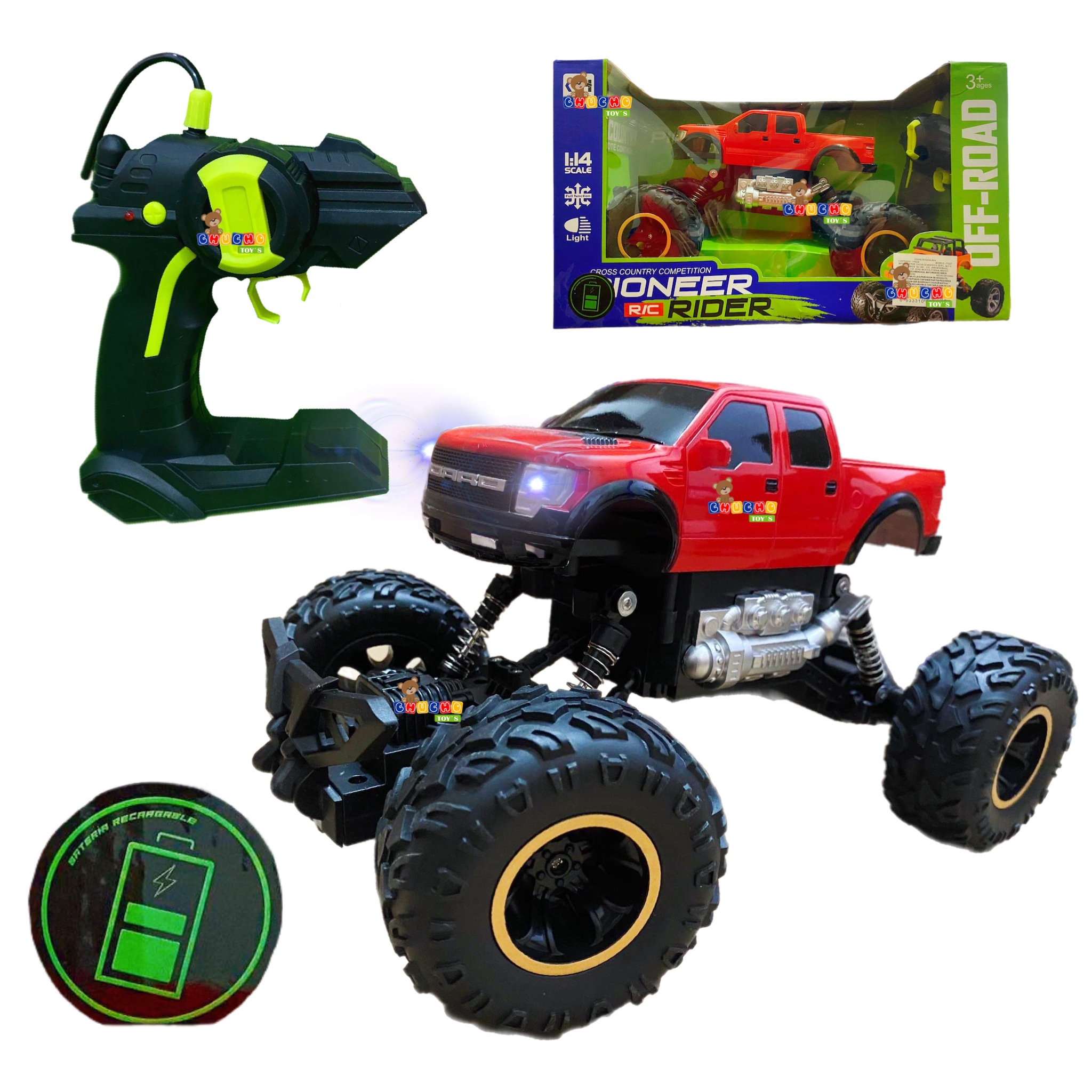 Camioneta Todo Terreno Control Remoto Pila Recargable Y Luz