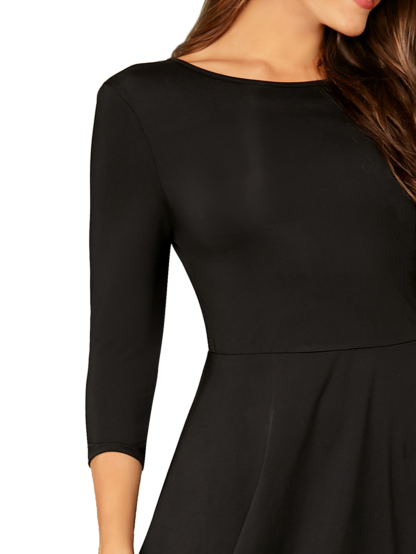 Vestido Casual Corto Suelto Escote Espalda V Manga 3/4 Sexy