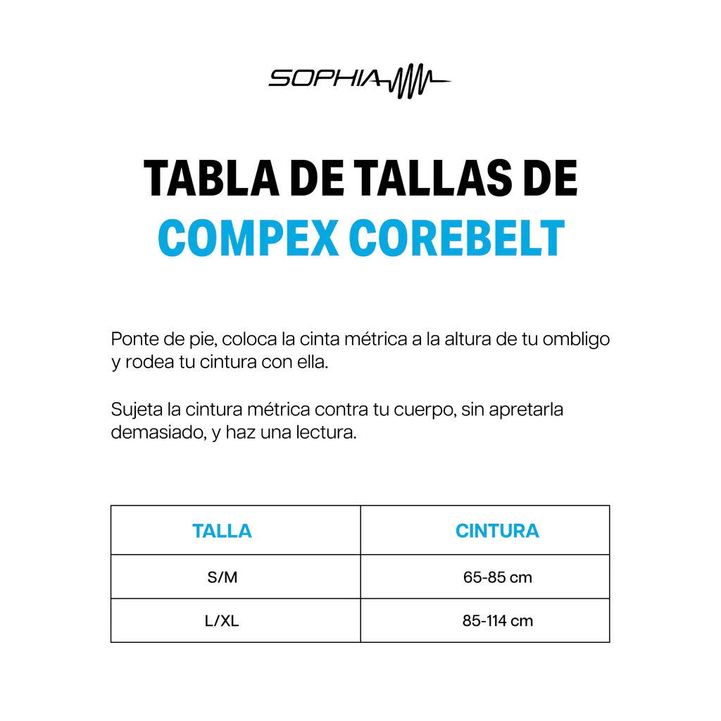 Cinturón Electroestimulador Compex Corebelt 1.0 Faja Gym Abdominal Lumbar S/M
