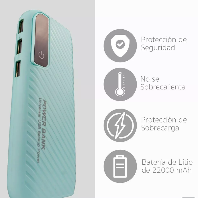 Power Bank Bateria Portatil Pila Cable Usb 22000 Mah