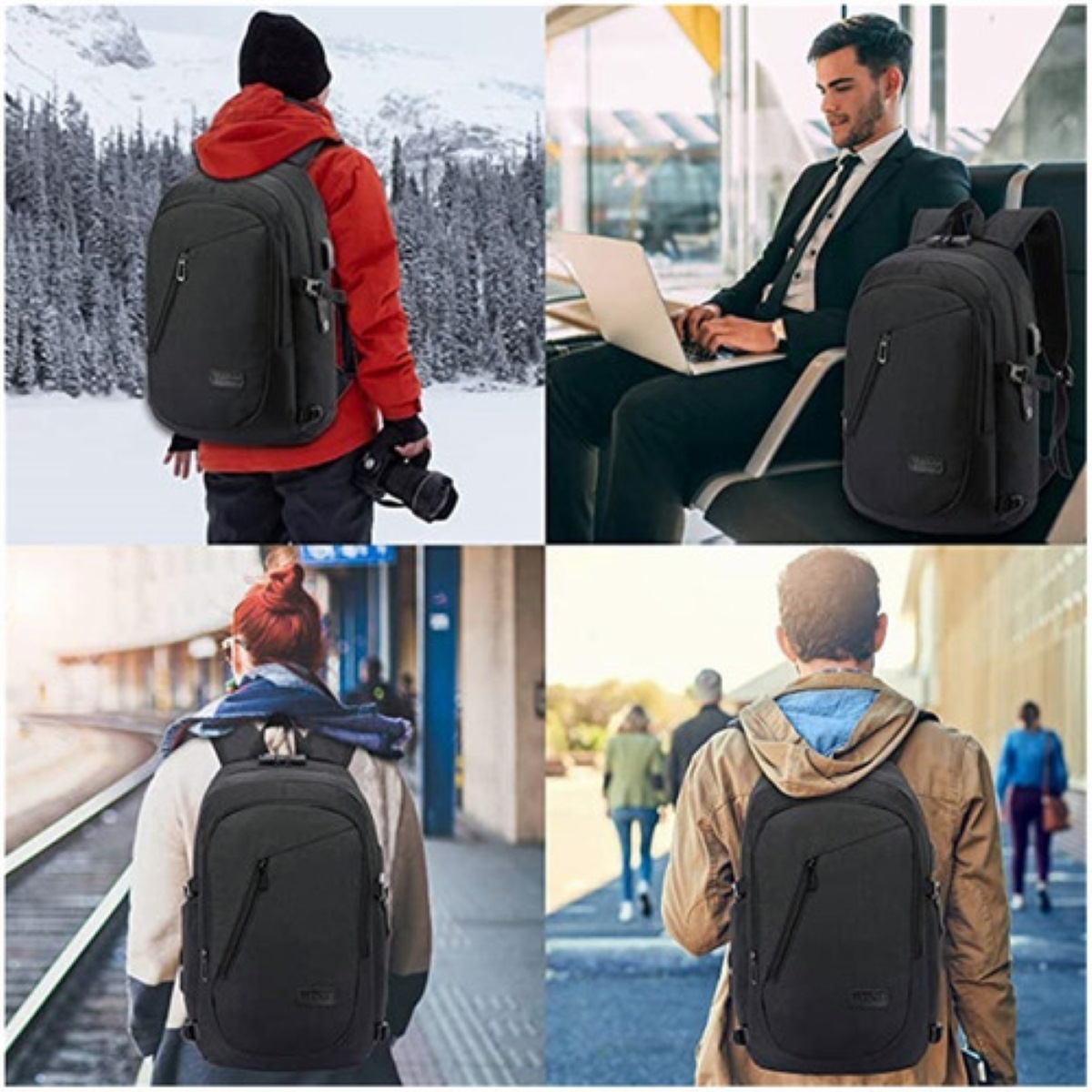 Mochila Antirrobo Negra para Caballero