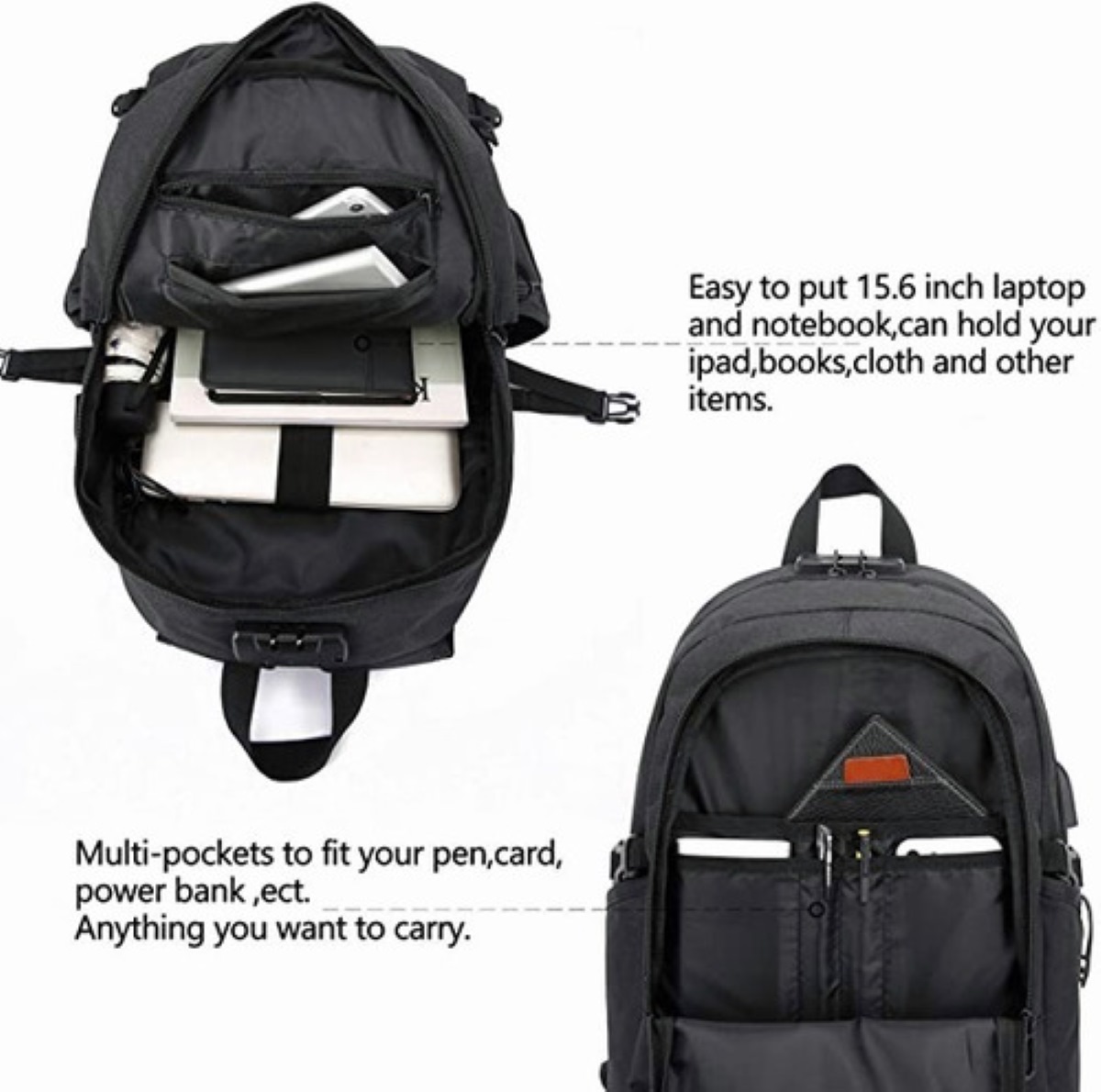 Mochila Antirrobo Negra para Caballero