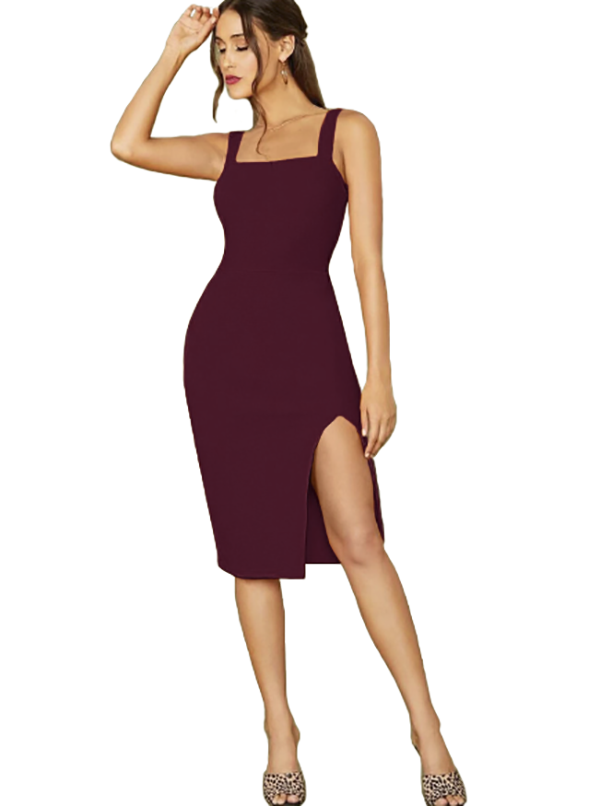 Tea Length Vestidos Formales Debajo De La Rodilla Vestido Abertura