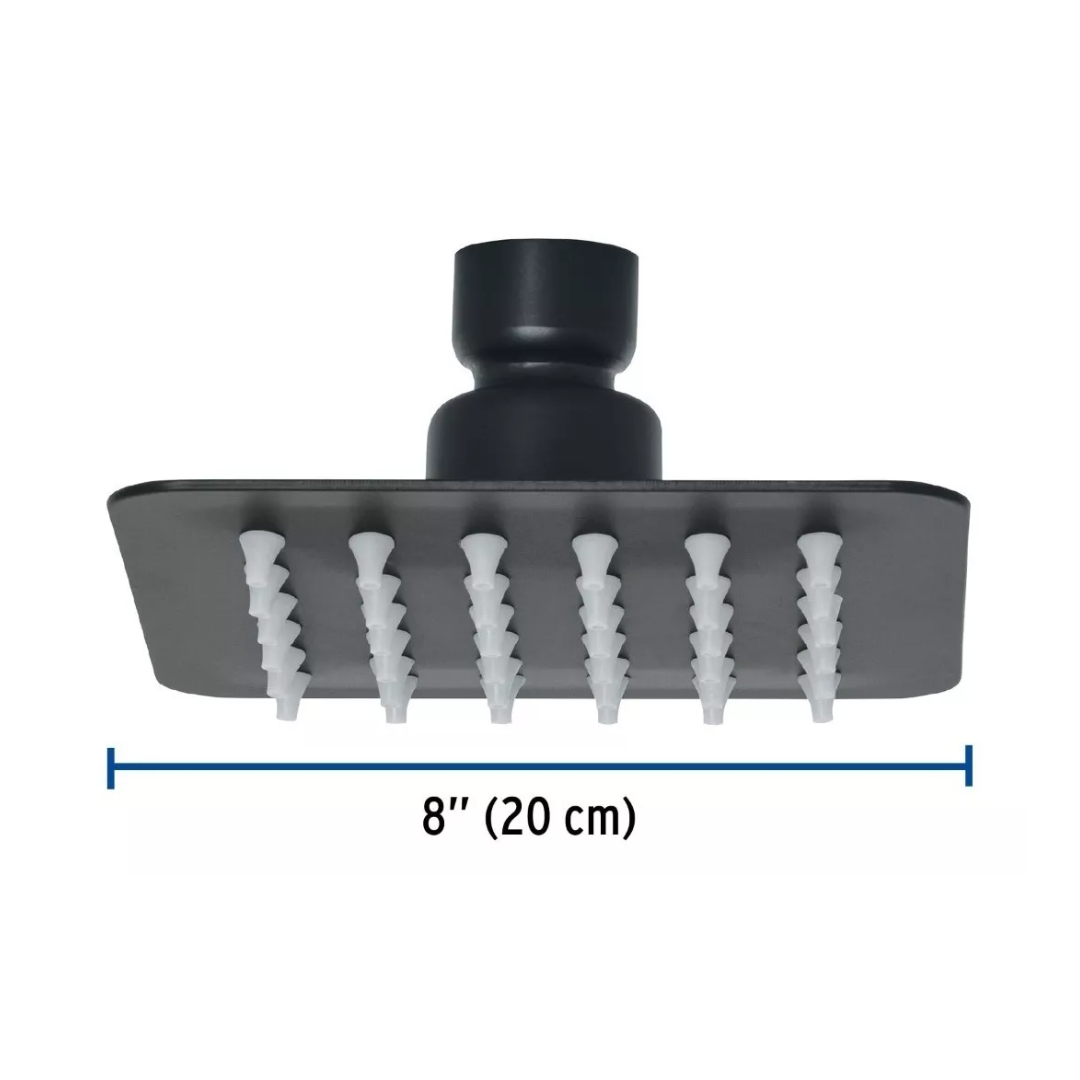 Regadera Cuadrada 4', Acero Inox, Sin Brazo, Negro Mate
