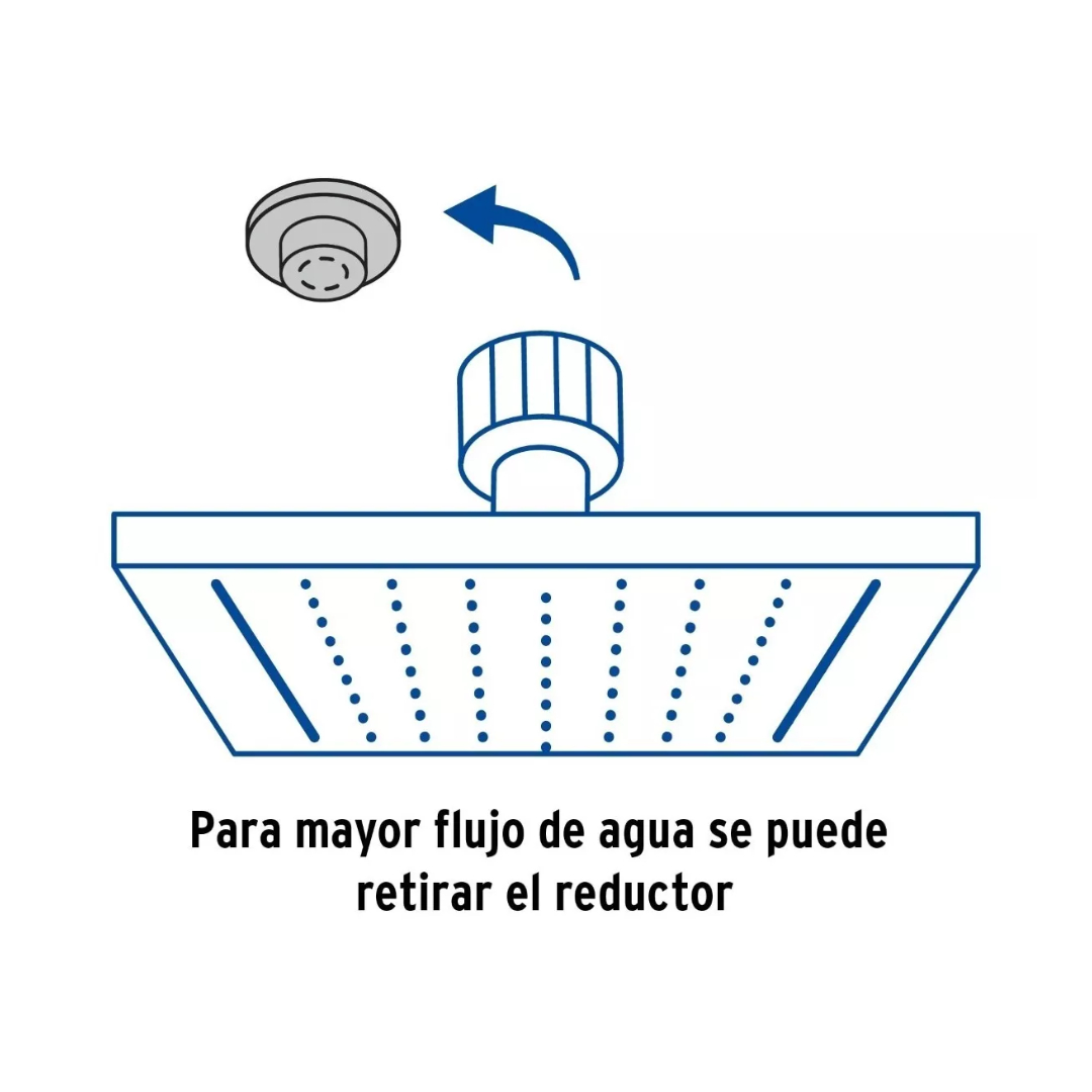 Regadera Cuadrada 4', Acero Inox, Sin Brazo, Negro Mate