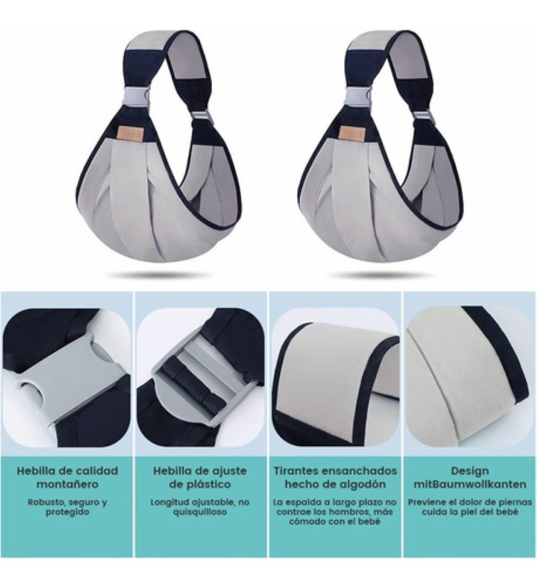 Mochila Cangurera Portabebés Gris