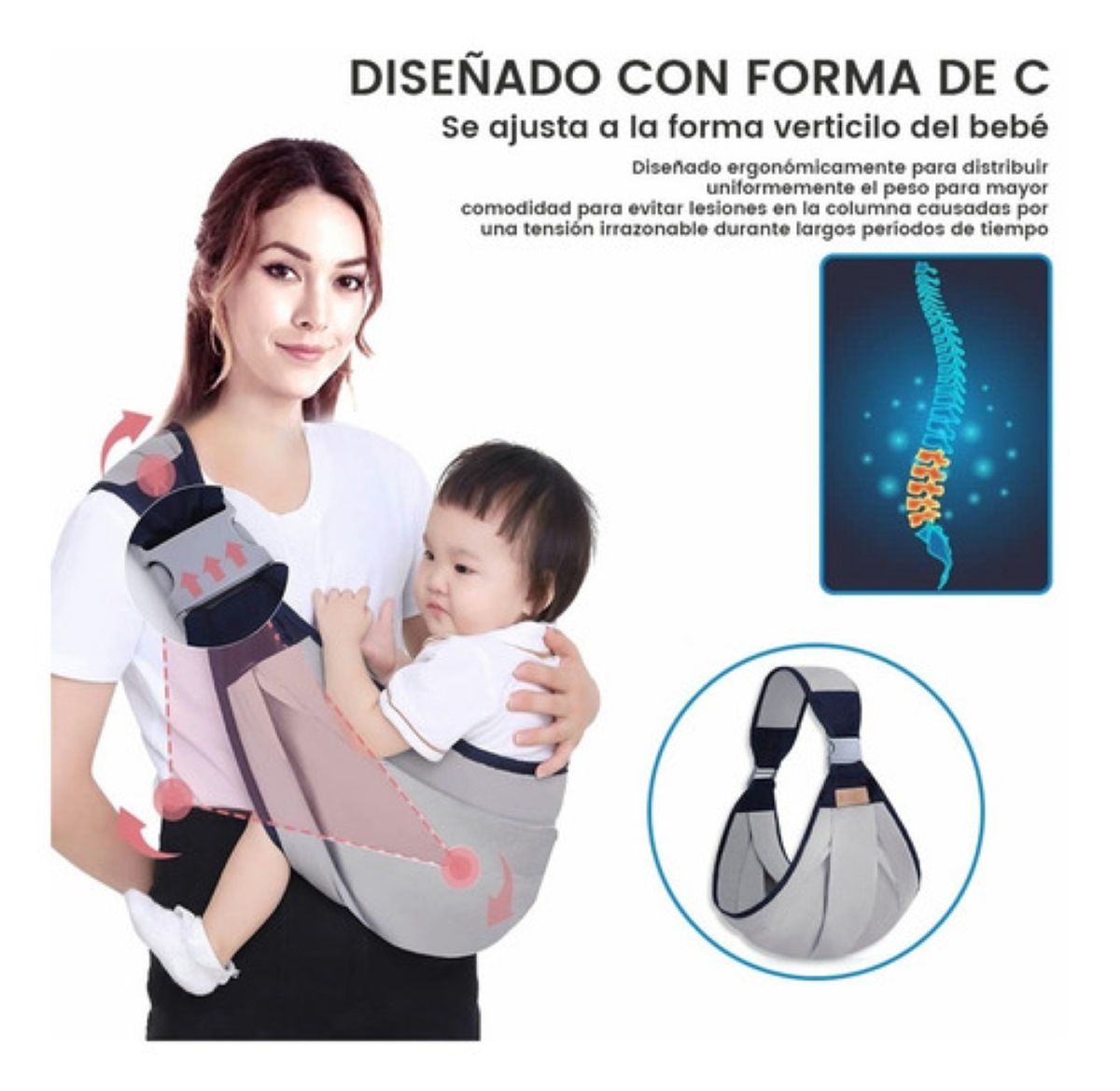 Mochila Cangurera Portabebés Gris