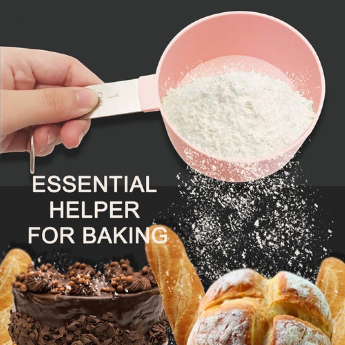 Tazas Medidoras Y Cucharas De Reposteria Cocina 8 Pz Rosa