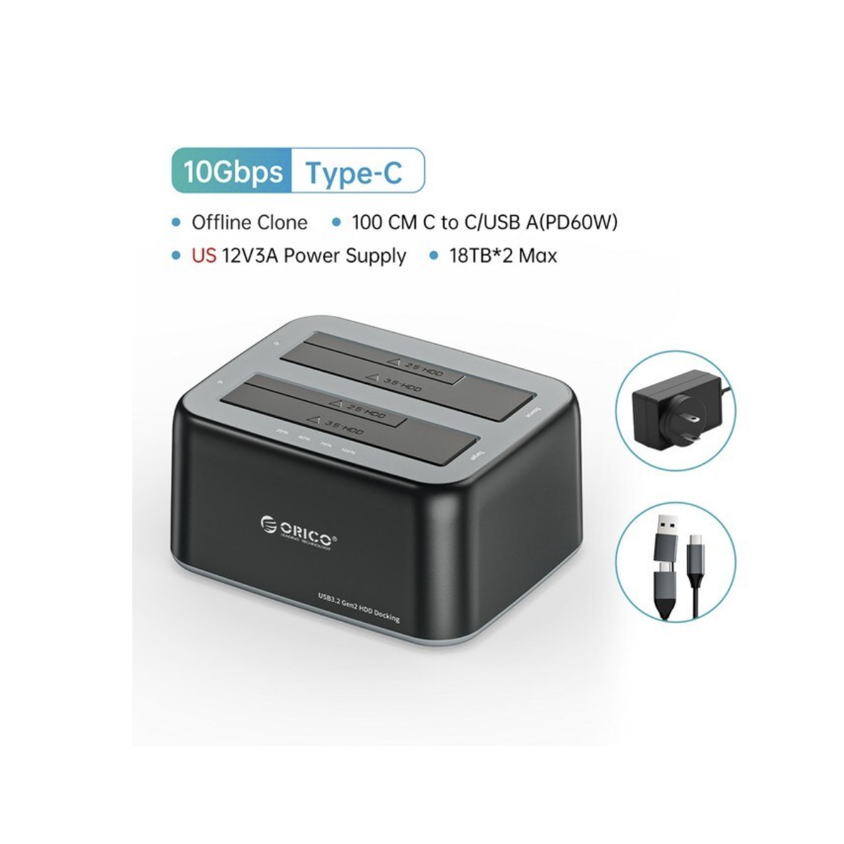 Docking estacion para disco duros 2.5/3.5 modo clonacion incluido usb C