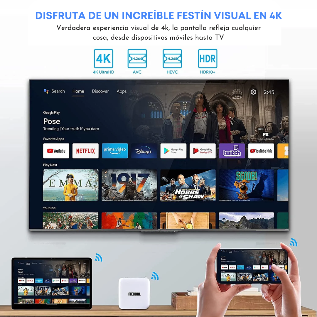 TV BOX KM2 Precertificación de Android TV 10 y Netflix Google Assistent MECOOL