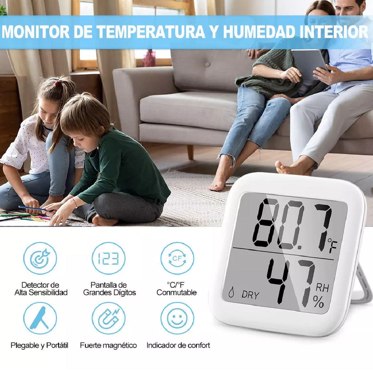 Termómetro Higrómetro Digital Medidor Humedad Interior, 2pzs