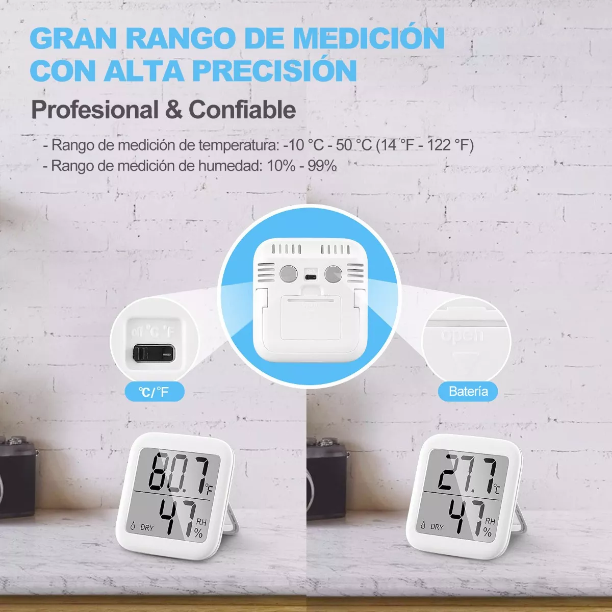 Termómetro Higrómetro Digital Medidor Humedad Interior, 2pzs