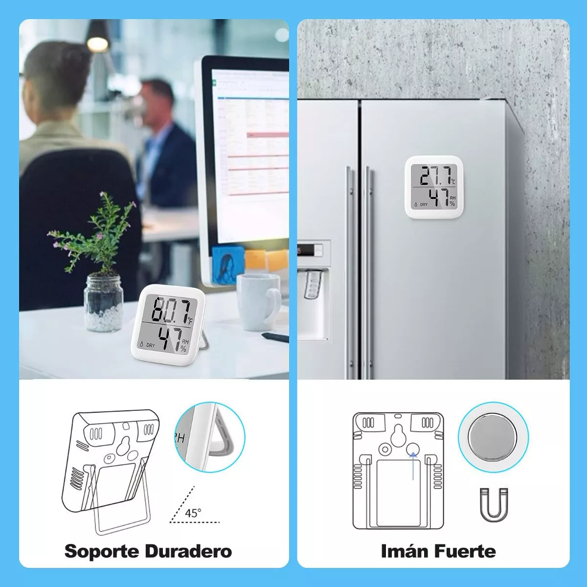 Termómetro Higrómetro Digital Medidor Humedad Interior, 2pzs