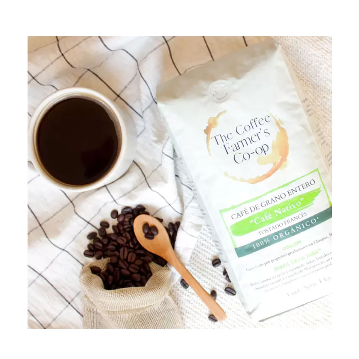 Café Orgánic Tostado Francés Grano Entero Coffee Farmers 1Kg