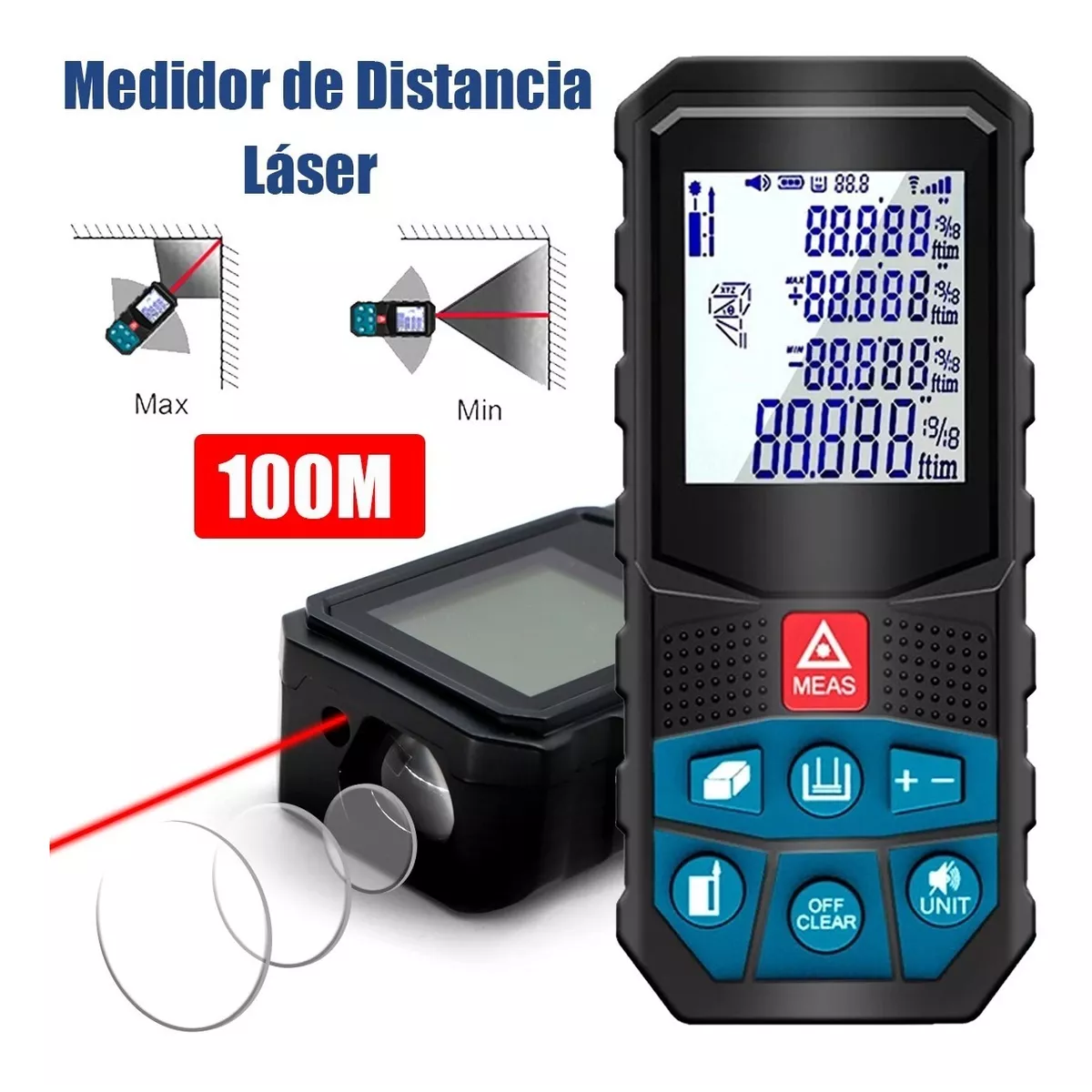 Telemetro Medidor Laser Distanciometro 100m Distancia Negro