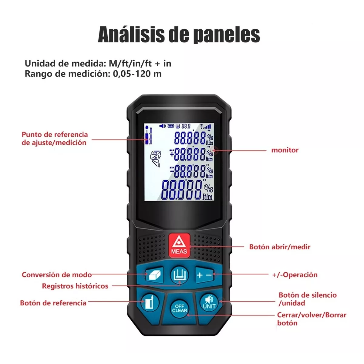 Telemetro Medidor Laser Distanciometro 100m Distancia Negro