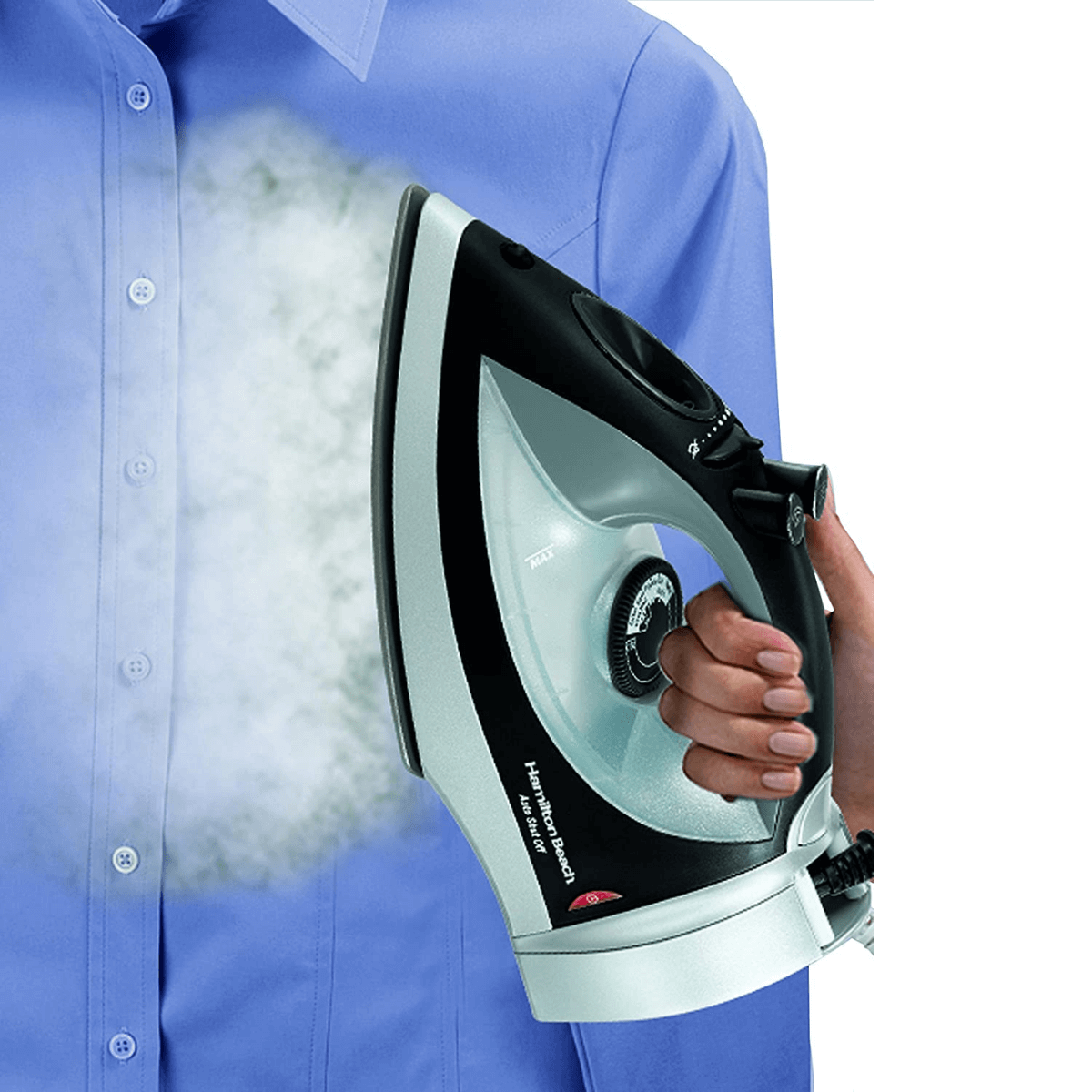 PLANCHA DE VAPOR SUELA ANTIADHERENTE NEGRO/PLATA HAMILTON BEACH