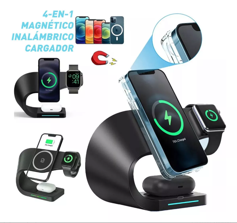 Soporte De Carga Inalámbrico Qi para 4 dispositivos - 15w Base de Carga Rápida