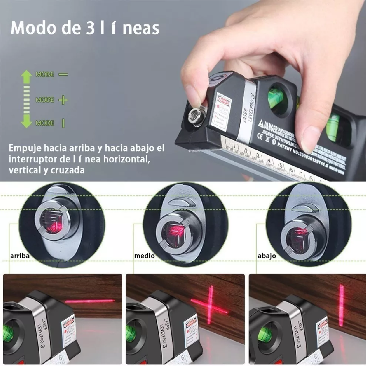 Nivel Láser Multiuso Con Burbuja Y 3 Modos Profesionales