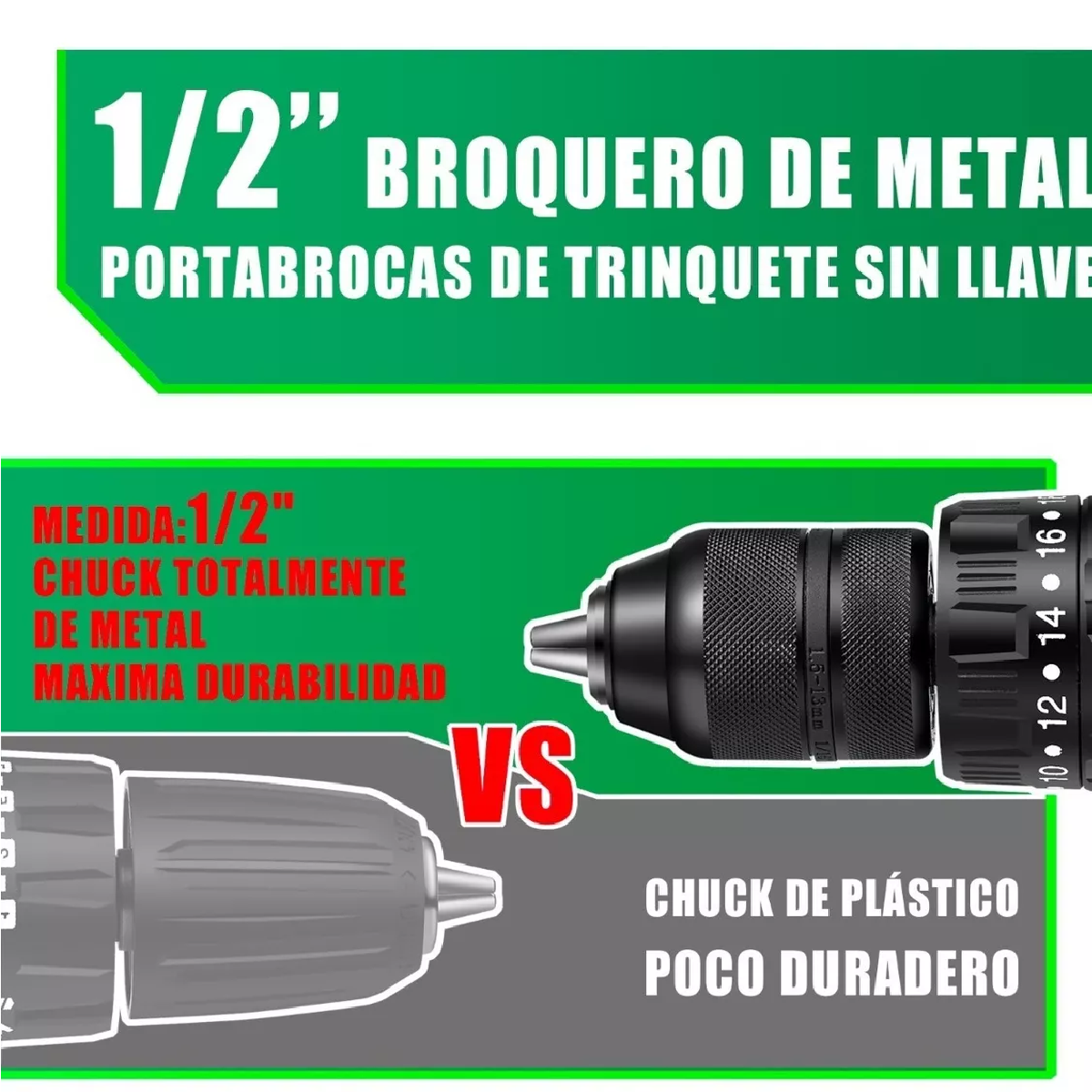 Set Taladro Rotomartillo 1/2'' Con 3.0ah Batería Bolsa herramientas