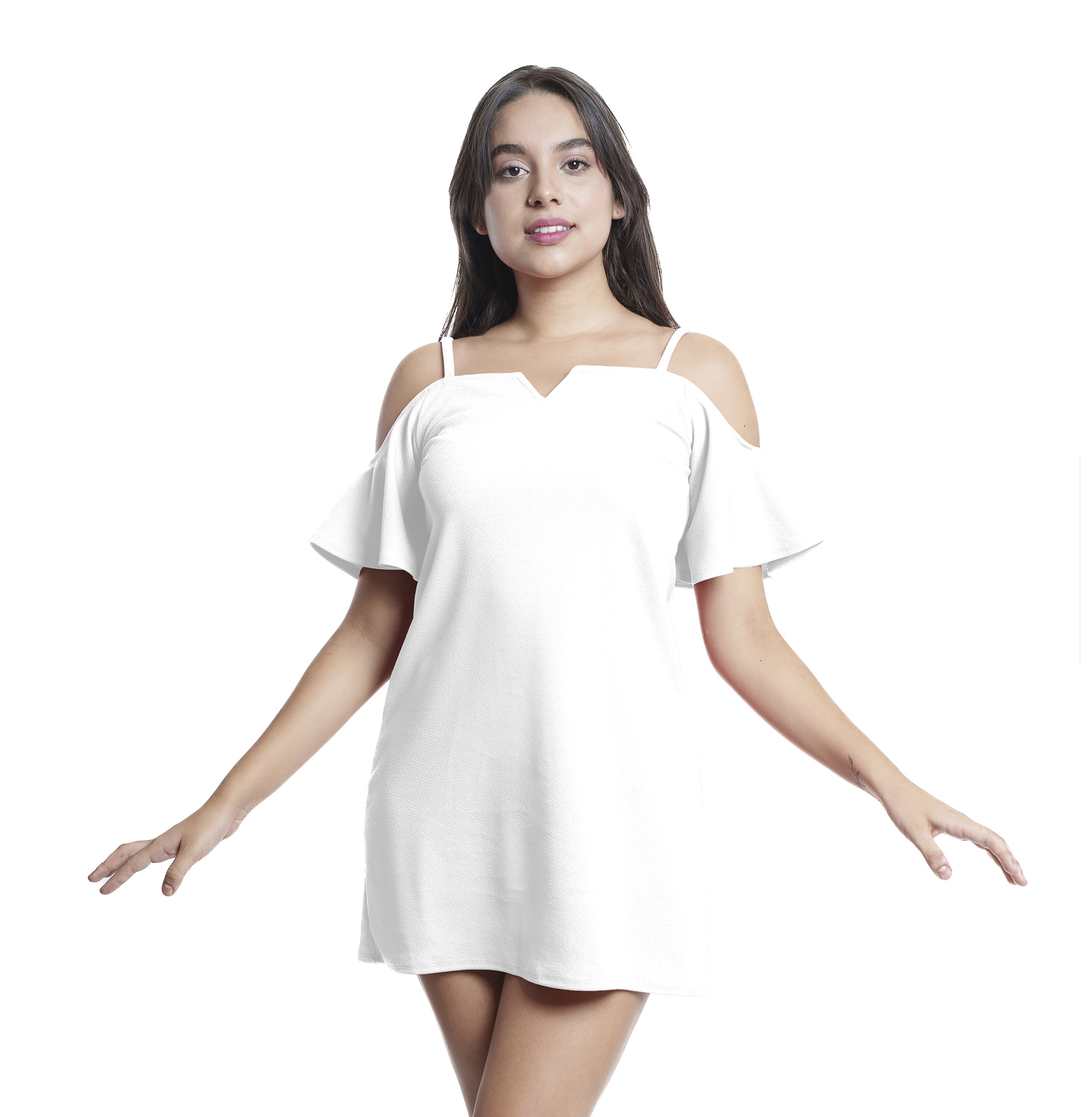 Vestido Blusón Holgado Corto Hombros Descubiertos Elegante