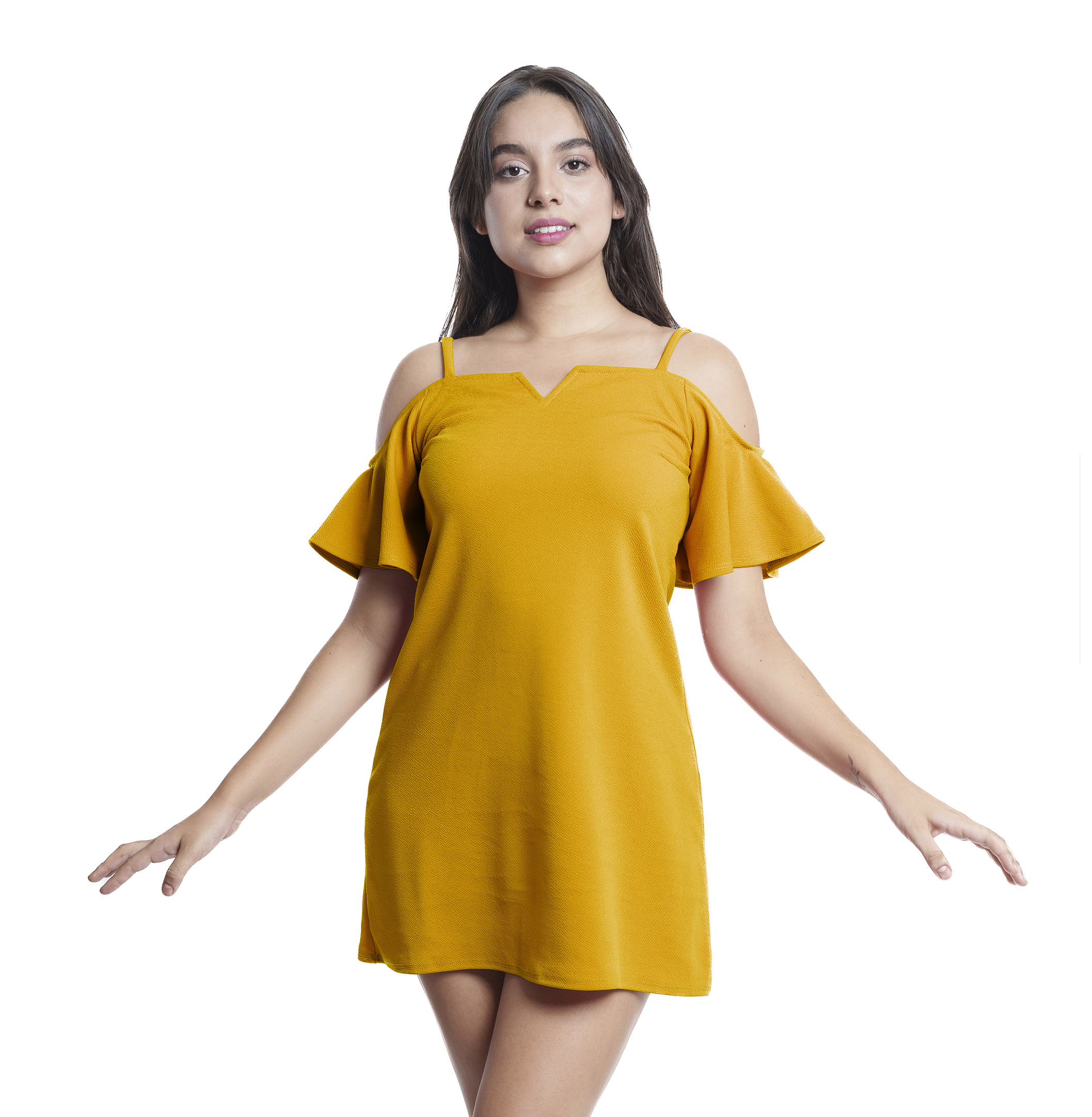 Vestido Blusón Holgado Corto Hombros Descubiertos Elegante