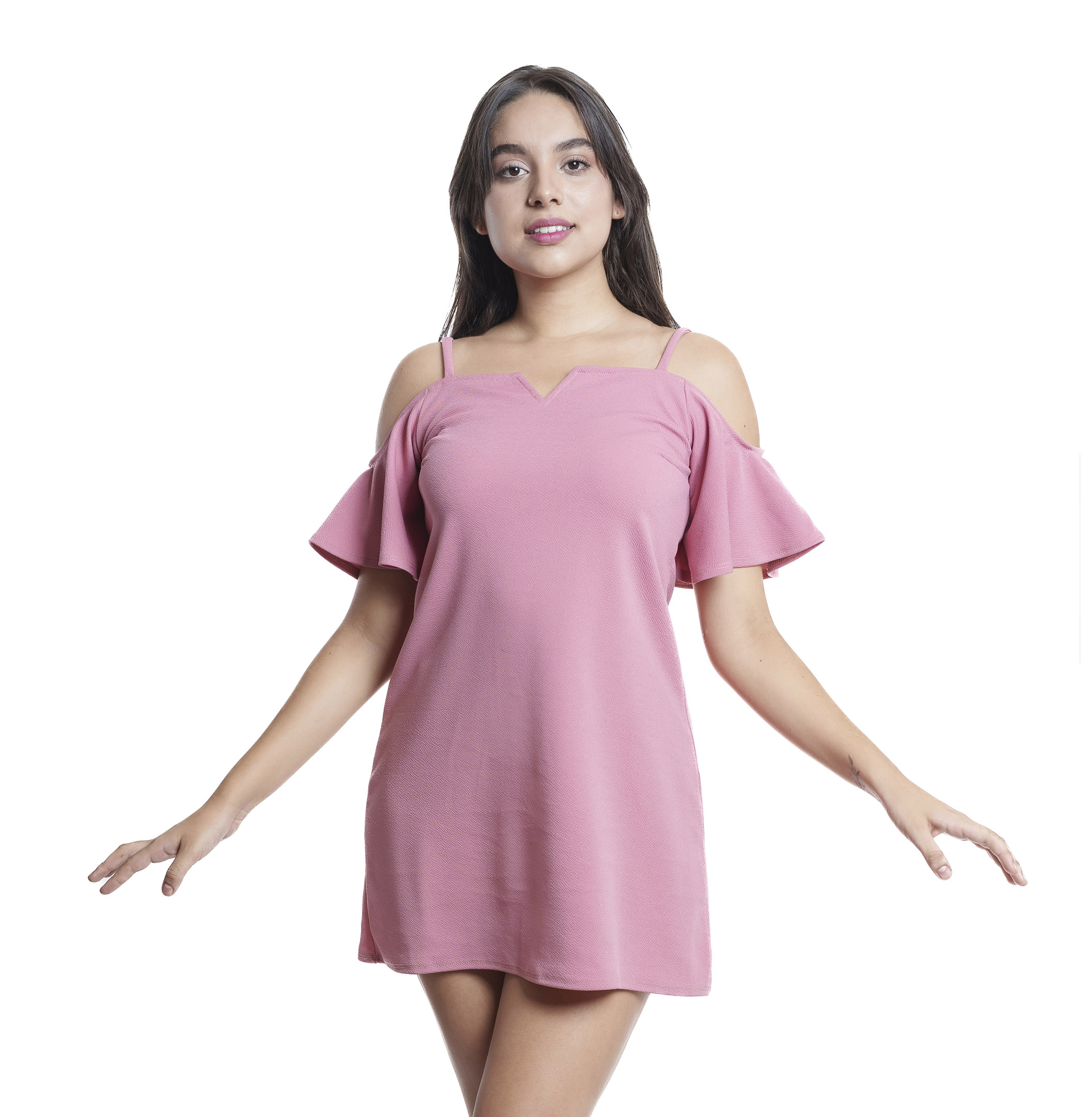 Vestido Blusón Holgado Corto Hombros Descubiertos Elegante