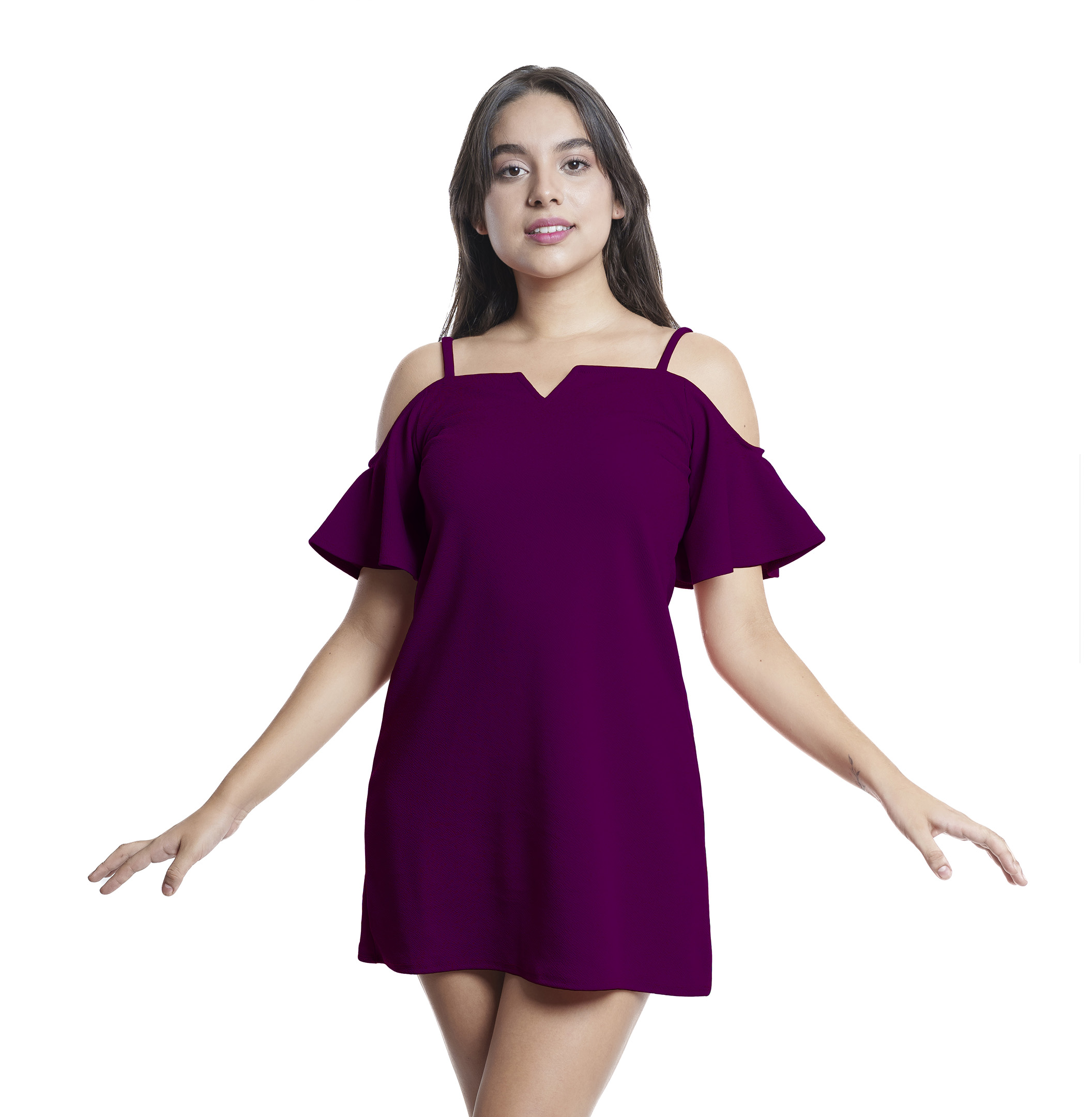 Vestido Blusón Holgado Corto Hombros Descubiertos Elegante